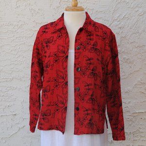 Chico's Red Jacket with embroidery